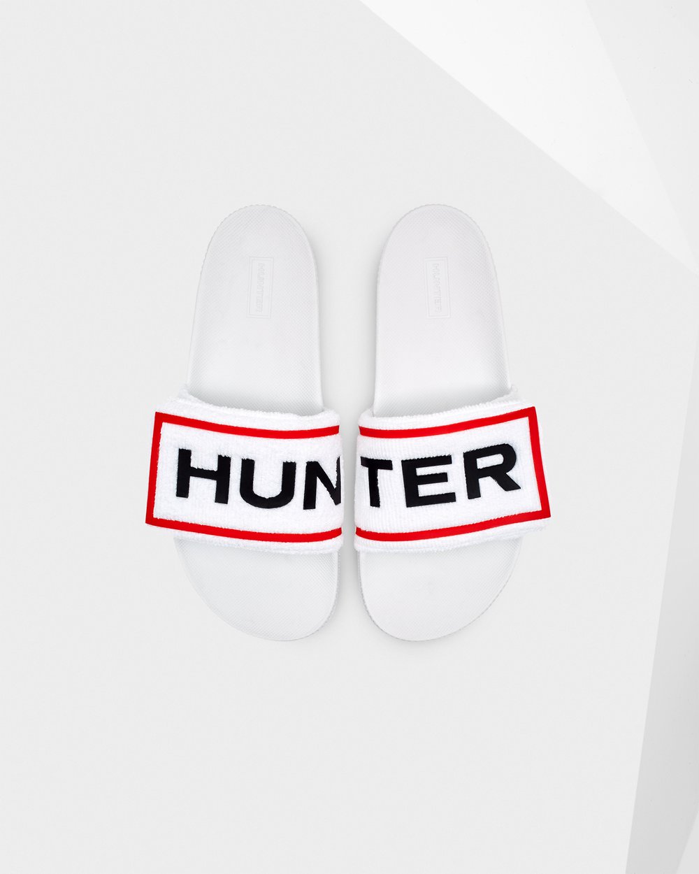 Slippers Dames - Hunter Original Terry Towelling Logo Adjustable - Wit - 94TRGEXDO